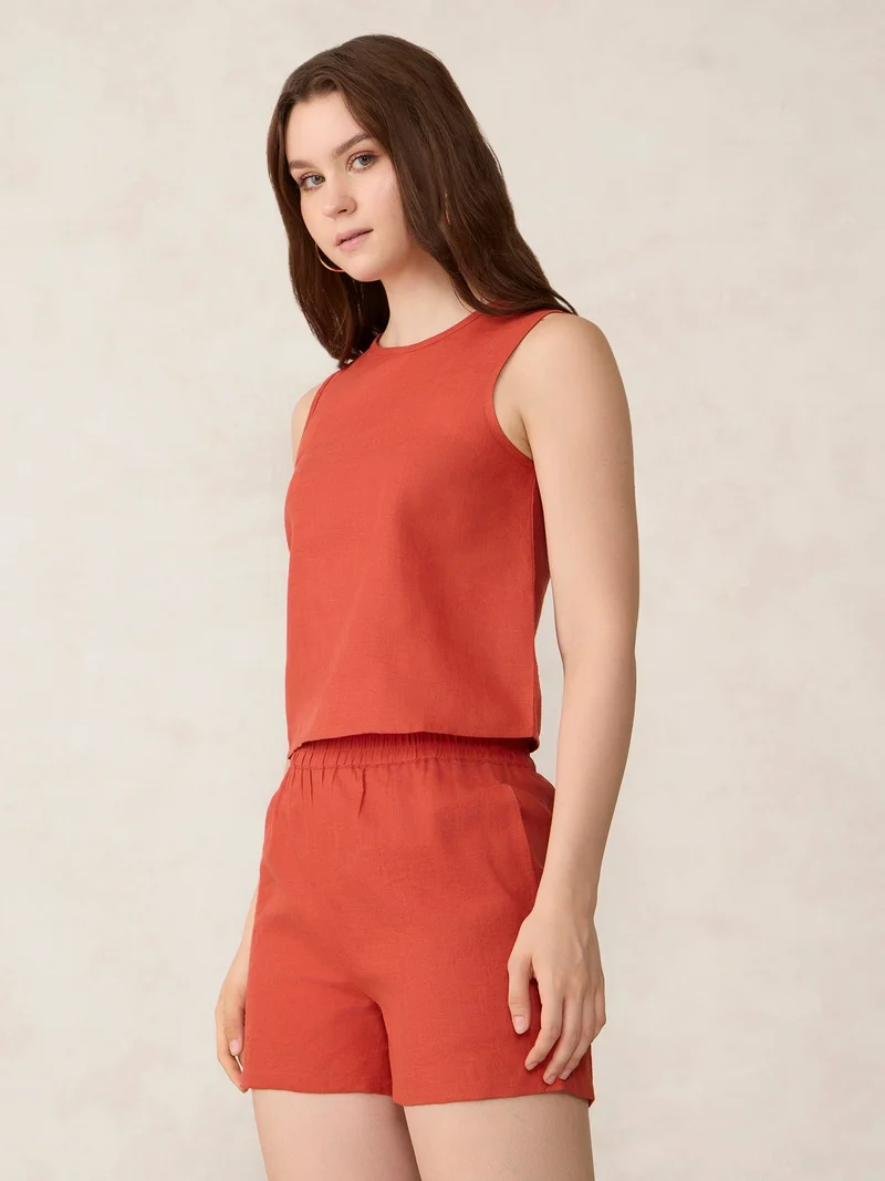 Outzidr  Orange Sleeveless Co-Ord Set for Women | Best Price UAE